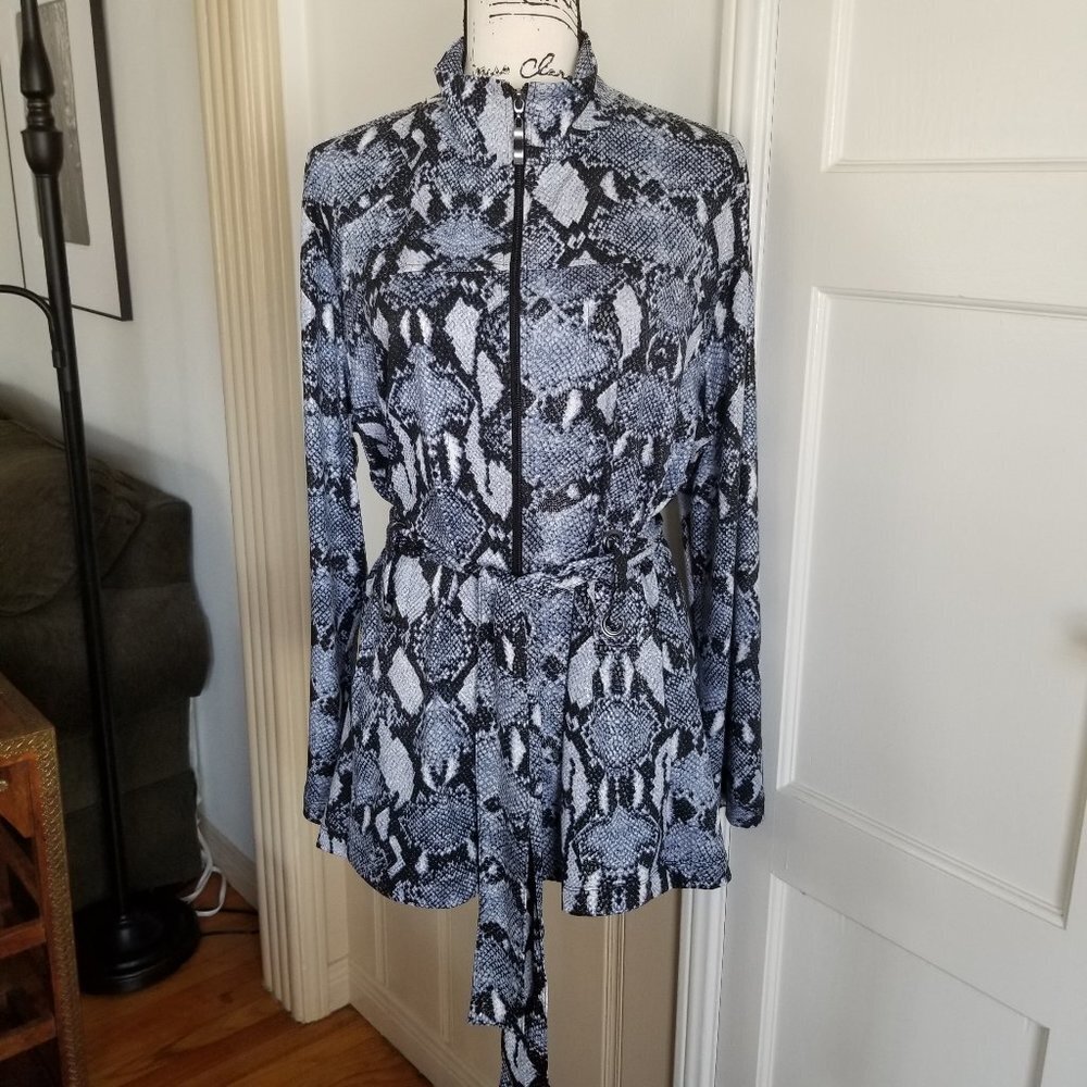 Chico's Snakeskin Pattern Zip Jacket with Tie